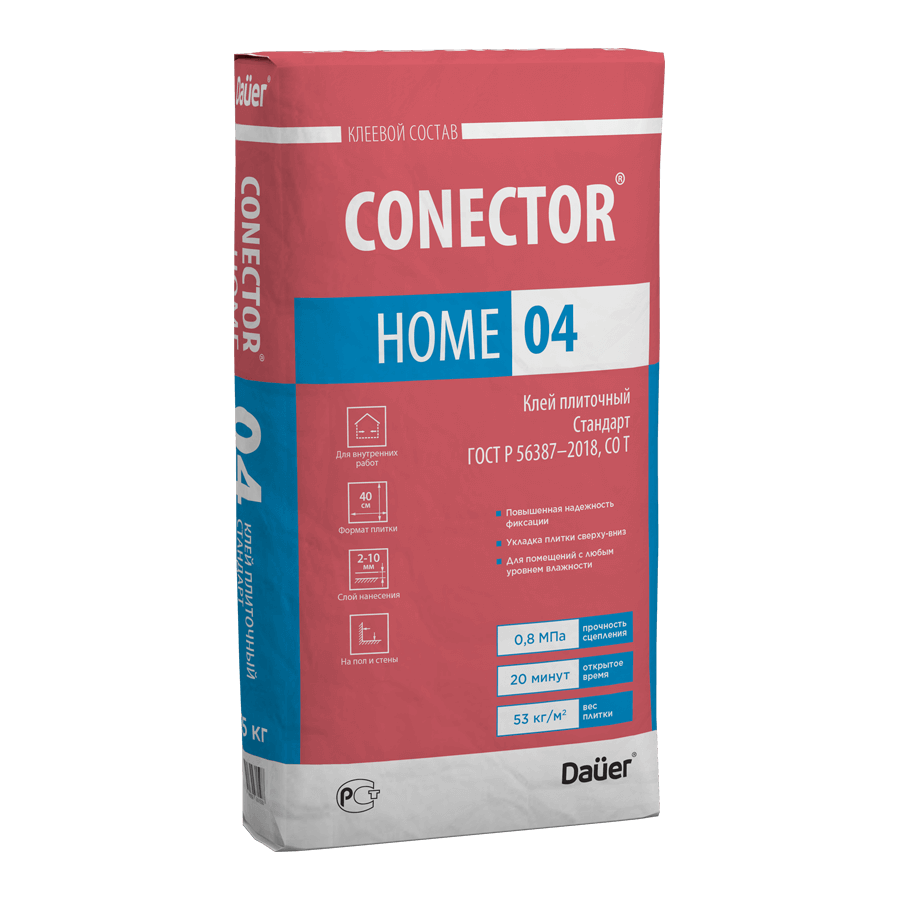 CONECTOR® HOME 04 Клей Стандарт C0 Т, ГОСТ Р 56387–2018